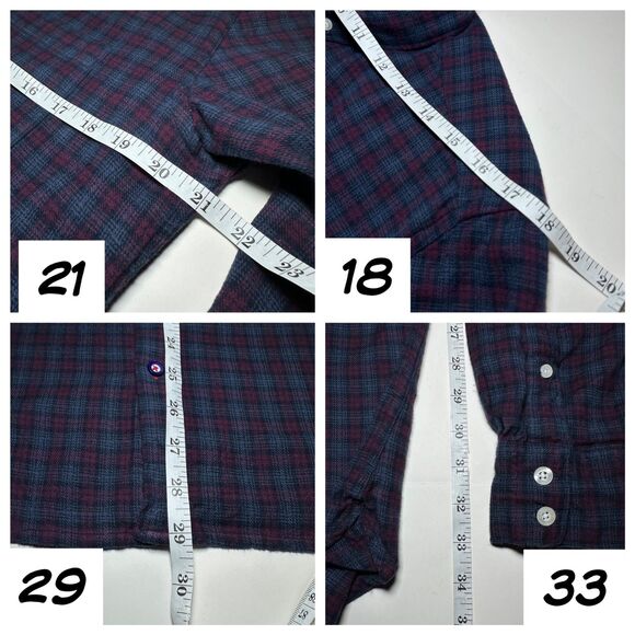 Lambretta Carnaby St MOD Hipster Flannel Shirt in Blue Burgundy Tartan Plaid - Picture 7 of 8